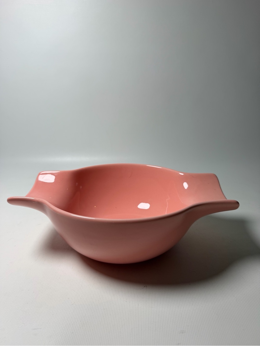 Vintage Coral Pink Double Spout Serving Bowl